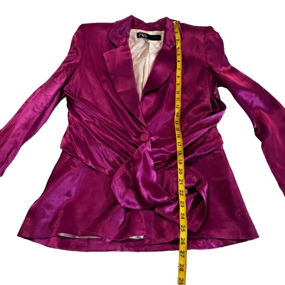 ZARA SATIN BLAZER WITH BUILT IN TIE SASH SIZE S PINK/ FUCHSIA FEMININE ROMANTIC - Picture 10 of 16